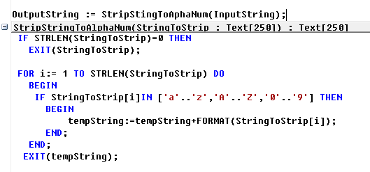 Strip String to AlphaNumeric CAL | JRevell.com